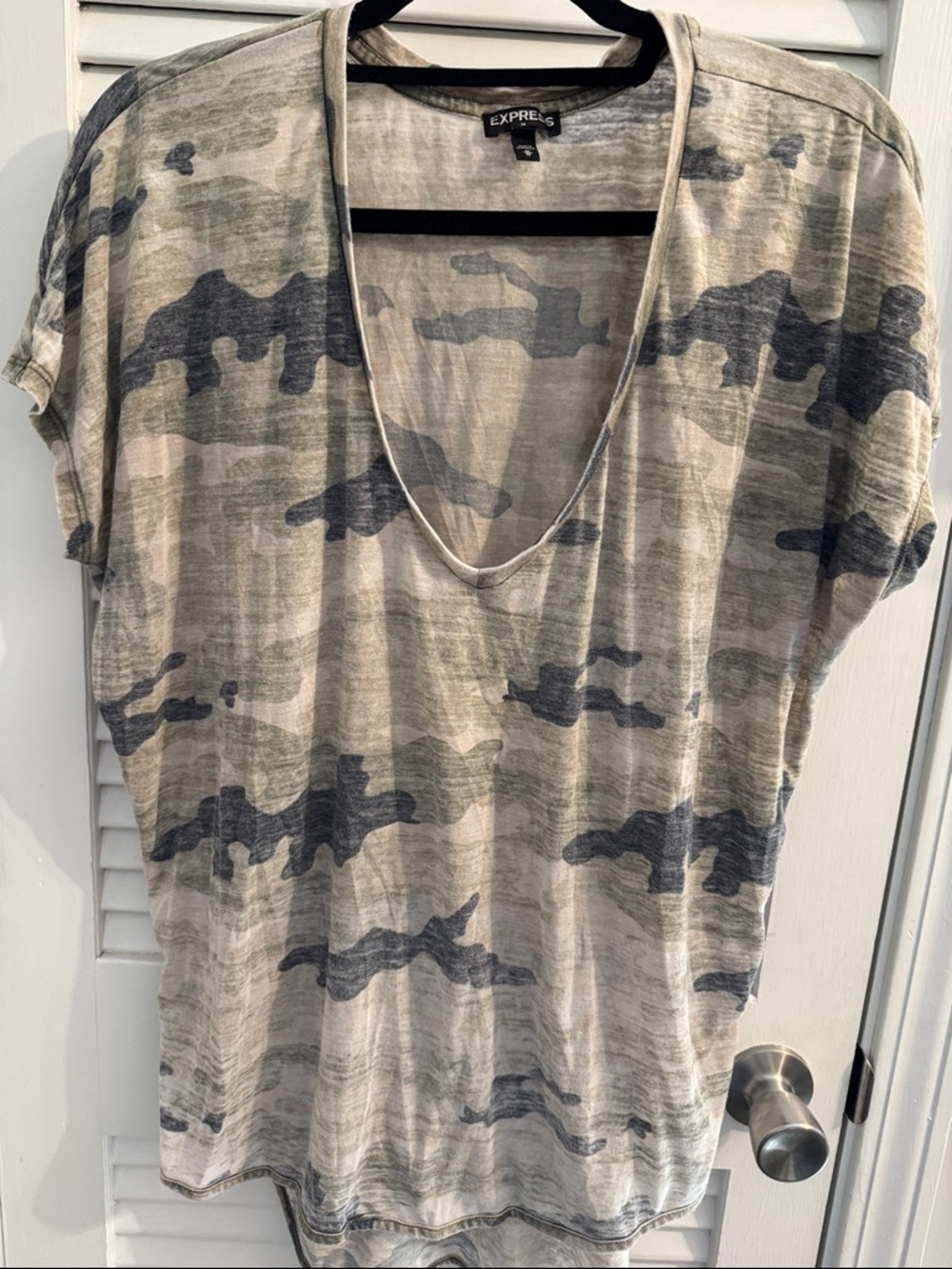 Express Camo V-Neck Top